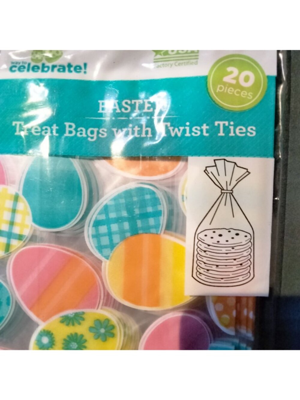 Easter Egg Treat Bags 20 Twist Ties Cookie - Picture 4 of 7